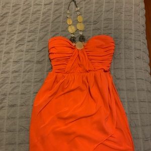 Orange tie to neck Bebe Dress